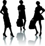 Silhouette Fashion Girls Stock Photo