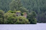 Castle In The Middle Of Loch An Eilein Near Aviemore Scotland Stock Photo