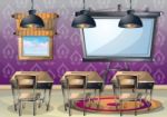 Cartoon  Illustration Interior Classroom With Separated Layers Stock Photo