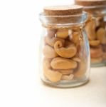 Cashew Nuts On A Glass Jar Stock Photo