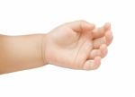 Hand Of Asian Baby On White Background Stock Photo