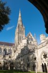 Exterior View Of Salisbury Cathedral Stock Photo