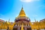 Wat Phrathat Hariphunchai Golden Pagoda In Lamphun,thailand Stock Photo