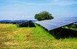 Solar Panels On The Lawn Stock Photo