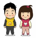 Boy And Girl Character Cartoon Stock Photo