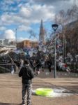 Bubblemaker On The Southbank Of The Thames Stock Photo