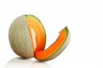 Cantaloupe On White Background Stock Photo