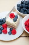 Fresh Raspberry And Blueberry Cake Stock Photo