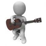 Acoustic Guitarist Character Shows Guitar Music And Performing Stock Photo