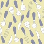 Seamless Pattern Of  Kitchen Utensils  Illustration Background Stock Photo