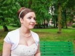 Young Bride Outside Closeup Stock Photo