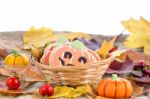 Halloween Decor Pumpkin Cookies Stock Photo