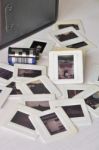 Pile Of Old Film Slides Of Art And Culture Memories Stock Photo