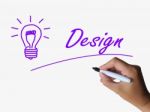 Design And Lightbulb Mean Creative Concept And Designing Stock Photo