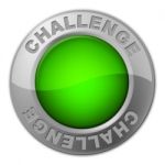 Challenge Button Indicates Overcome Obstacles And Challenges Stock Photo