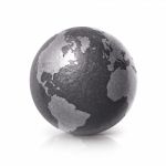 Black Iron Globe 3d Illustration North And South America Map Stock Photo