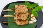 Grilled Pork On Plate. Thai Food Stock Photo