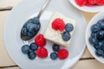 Fresh Raspberry And Blueberry Cake Stock Photo