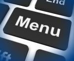 Menu Keys Shows Ordering Food Menus Online Stock Photo