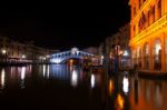 Venice Italy Rialto Bridge View Stock Photo