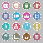 Camera And Accessory Icon Sticker Set  Illustration Stock Photo