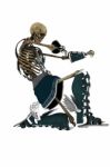 Skeleton kneeling down Stock Photo