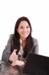 Business Woman Sitting With Laptop Stock Photo