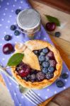 Decorated Homemade Shortcrust Pastry Berry Pie Stock Photo