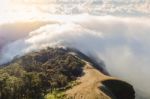 Early Morning Foggy  Sunrise On  Top Of Mountain Soft Focus Grai Stock Photo