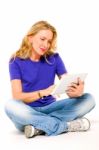 Woman Using Digital Tablet Stock Photo