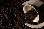 Coffe Beans And Cup Stock Photo