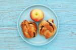 Breakfast With Pastry And Apple Stock Photo