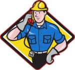 Telephone Repairman Lineman Worker Phone Stock Photo