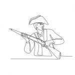 American Minuteman Patriot Continuous Line Stock Photo