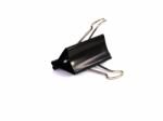 Black Metallic Binder Clip Isolated On White Background Stock Photo