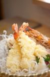 Japanese Style Tempura Shrimps Stock Photo