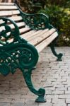 Chair Metal Park Bench In The Garden Stock Photo