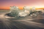 Jokulsarlon With Icebergs Beached Stock Photo