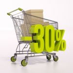 Shopping Cart And Percentage Sign, 30 Percent Stock Photo