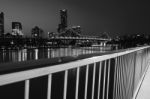 Story Bridge In Brisbane. Black And White Stock Photo