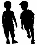 Silhouettes Of Fashion Boys Stock Photo