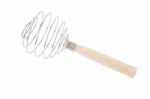 Metallic Spring Whisk On White Background Stock Photo