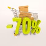 Shopping Cart And 70 Percent Stock Photo