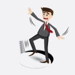 Cartoon Businessman Falling In Hole Stock Photo