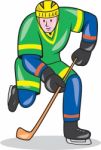 Ice Hockey Player With Stick Cartoon Stock Photo