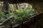 Sunlight Through A Cave Hole In Thailand Stock Photo