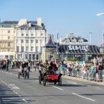 Cars Approaching The Finish Line Of The London To Brighton Veter Stock Photo