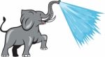 Elephant Marching Spraying Water Cartoon Stock Photo