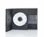 Dvd Boxes With Disc On White Background Stock Photo