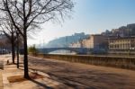 Evening Light By The River In Lyon, France Stock Photo